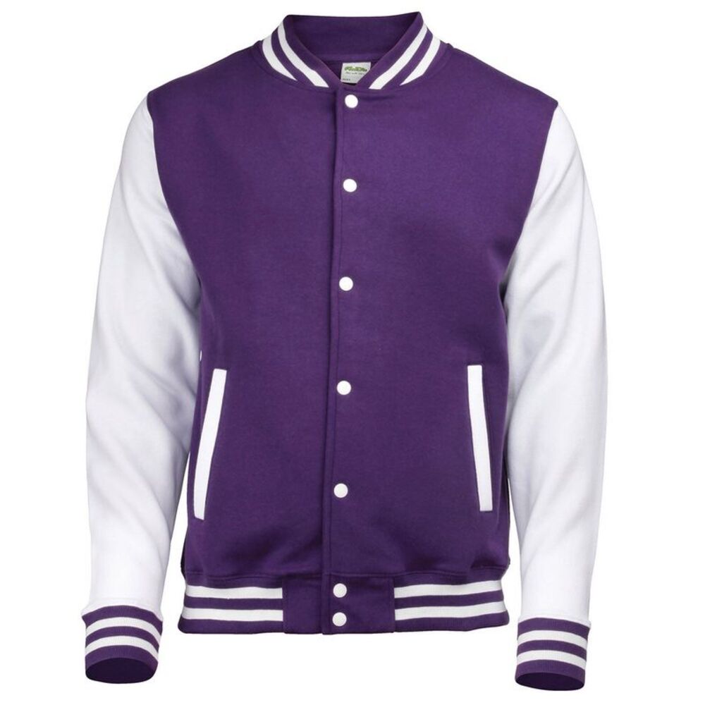 Awdis Unisex Adult Varsity Jacket / Purple/White